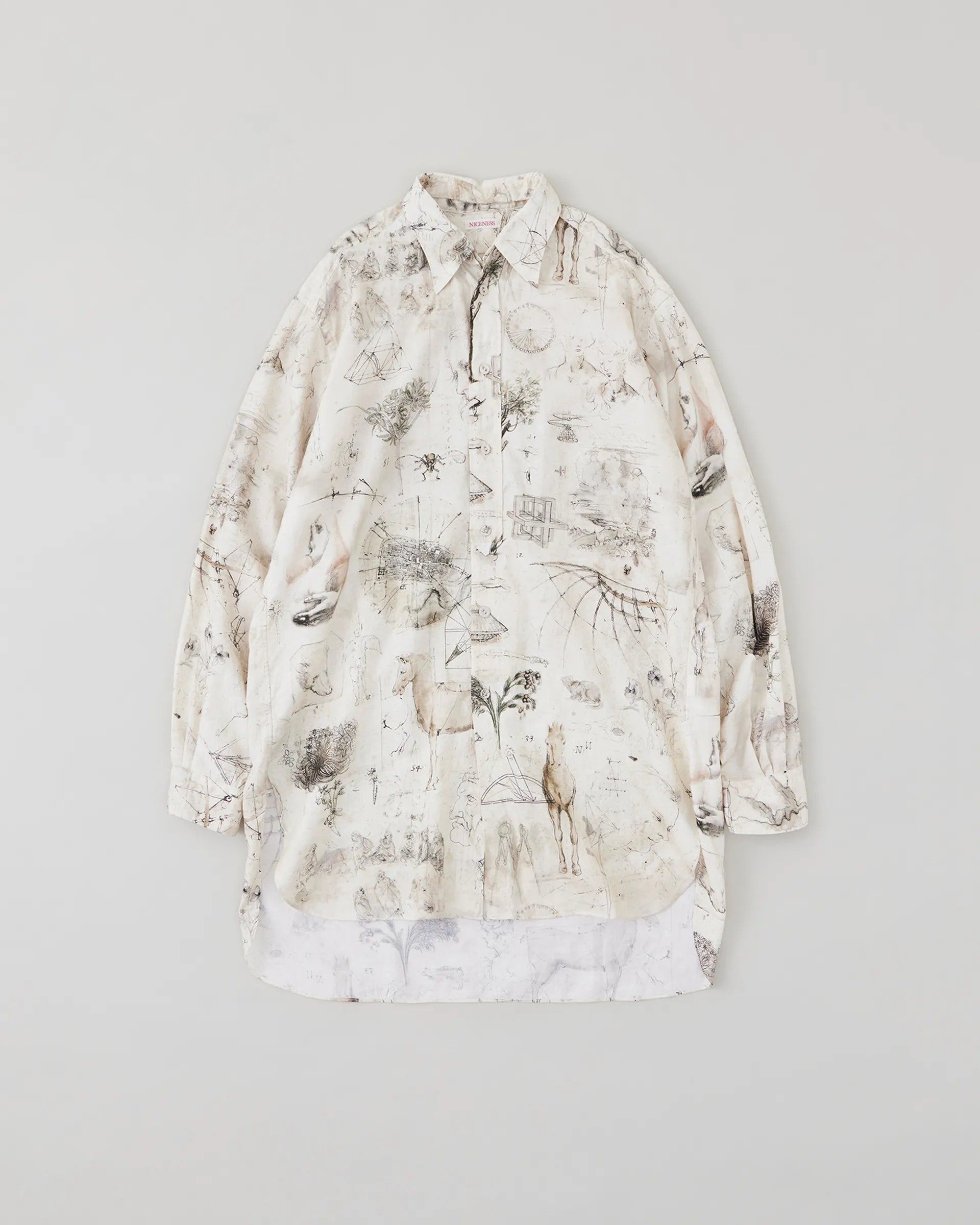 NICENESS 25AW V.IOMMI Printed Detachable Collar Long Shirt